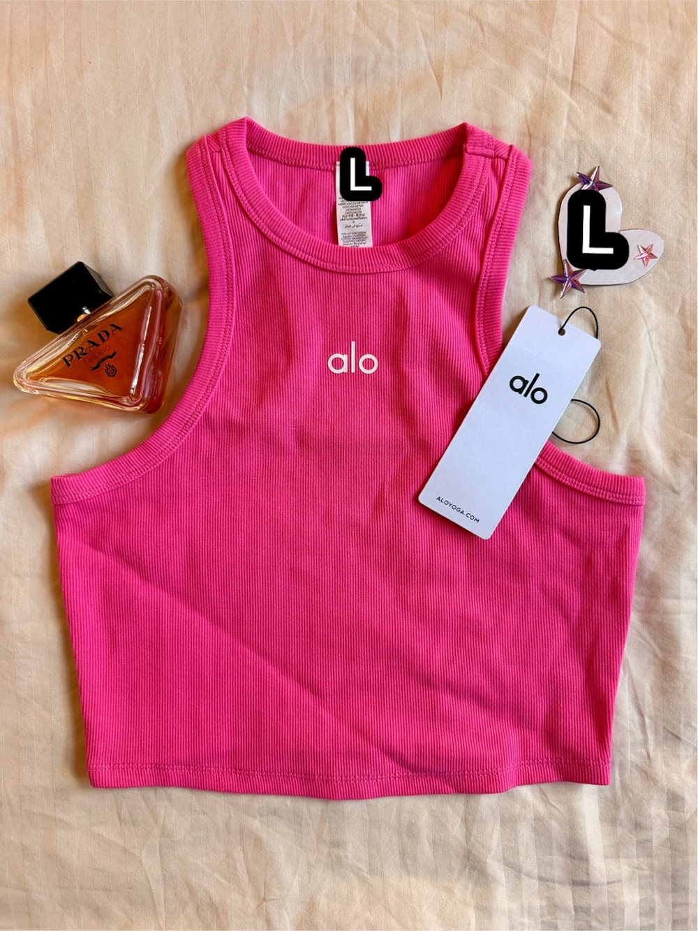 ALO Yoga Hot Pink Ribbed Crop Tank